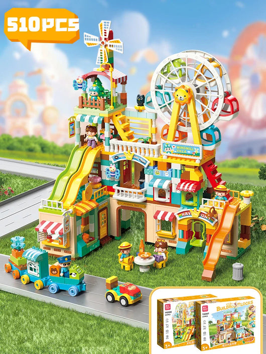 City Police & Fire Truck Building Blocks Set