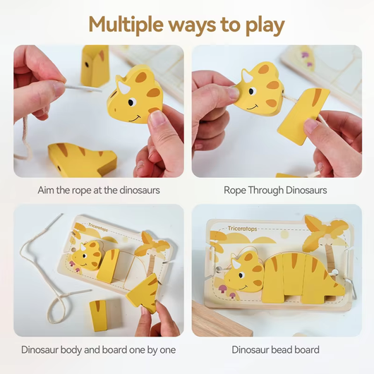 Animal Stringing and Stacking Wooden Toy Set