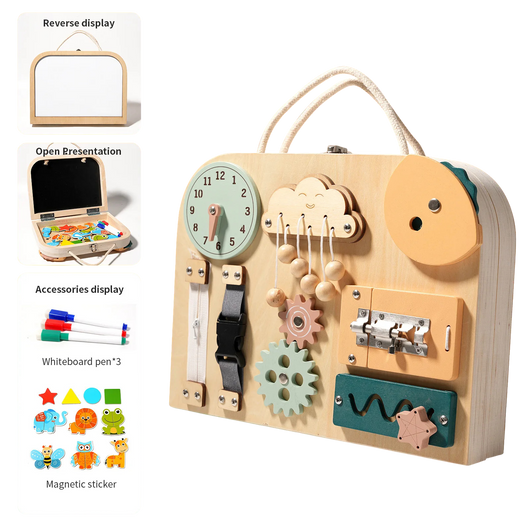 Magnetic Wooden Puzzle Busy Board Clock