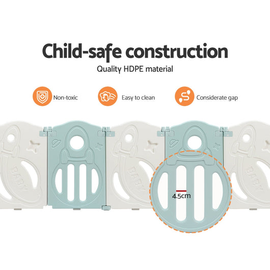 Baby Playpen 16 Panels Foldable Fence