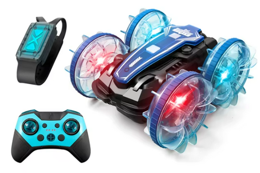 Kids Water Land RC Stunt Car Blue with lights B800 B With watch