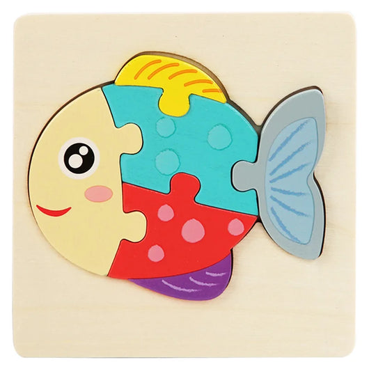 Kids Wooden 3D Animal Puzzle Fish