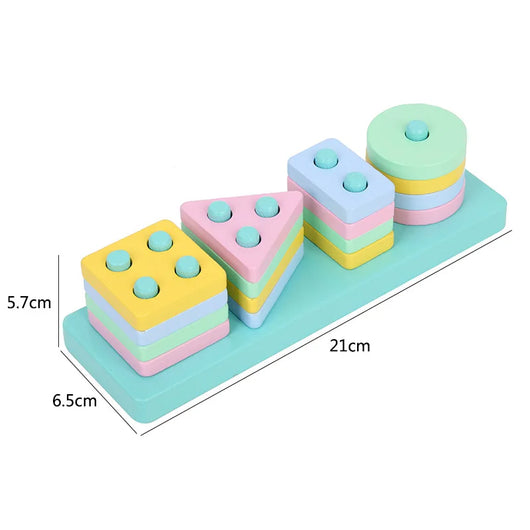 Colorful Wooden Rattle and Block Toy Macaron rectangle