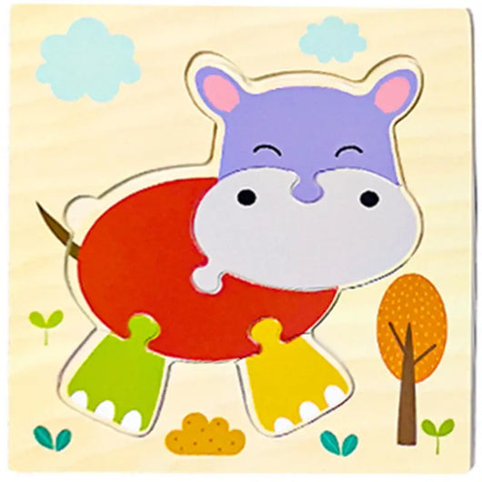 3D Cartoon Animal Wooden Puzzle Toy Cow