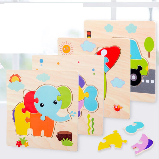3D Cartoon Animal Wooden Puzzle Toy