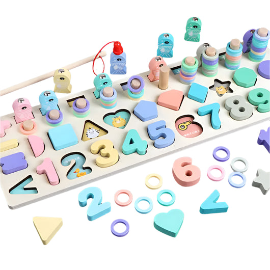 Wooden Educational Puzzle Toy 465 5in1 Macaron