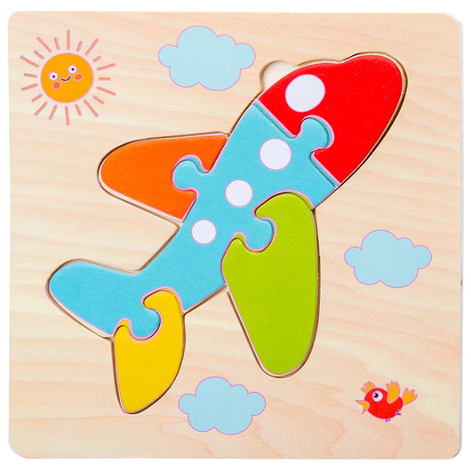 3D Cartoon Animal Wooden Puzzle Toy Plane