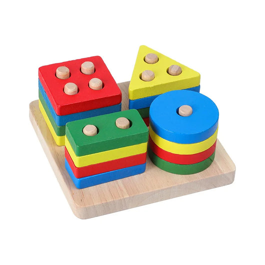 Colorful Wooden Rattle and Block Toy QWZ324-4
