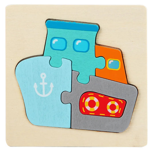 Kids Wooden 3D Animal Puzzle Ship