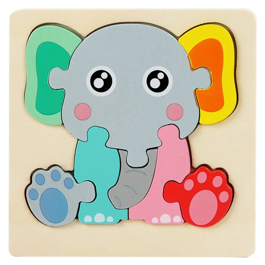 Kids Wooden 3D Animal Puzzle Elephant