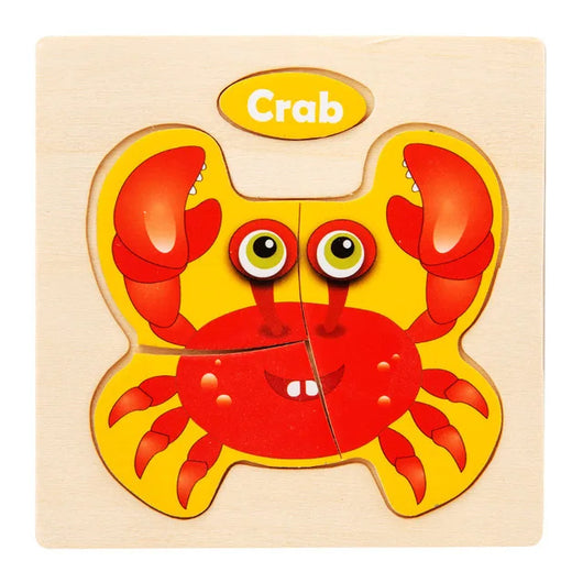 Kids Wooden 3D Animal Puzzle Crab