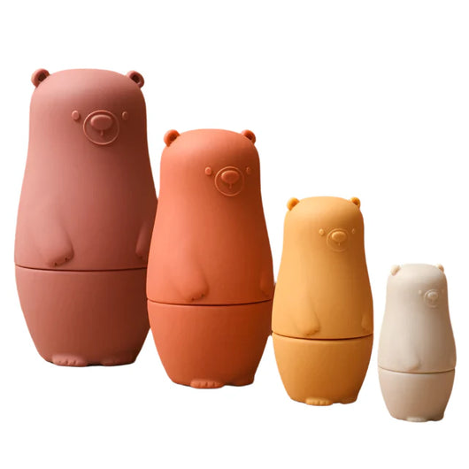 Soft Silicone Bear Baby Building Set Red