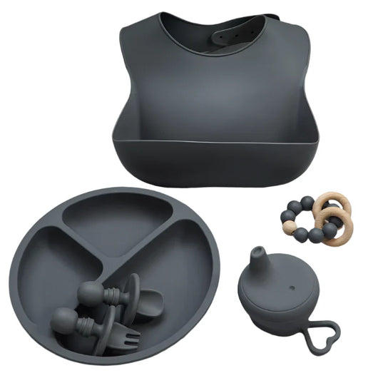Roll Up Travel Bib Set Dark Grey
