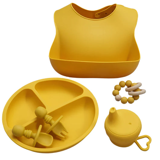 Roll Up Travel Bib Set Mustard