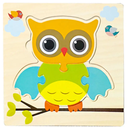 3D Cartoon Animal Wooden Puzzle Toy Owl