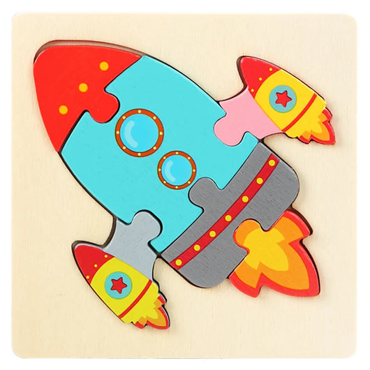 Kids Wooden 3D Animal Puzzle Rocket
