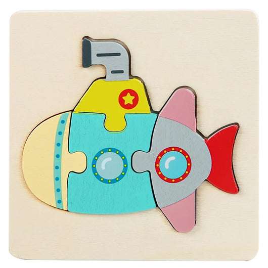 Kids Wooden 3D Animal Puzzle Submarine