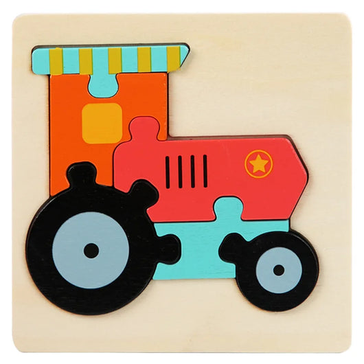 Kids Wooden 3D Animal Puzzle Tractor