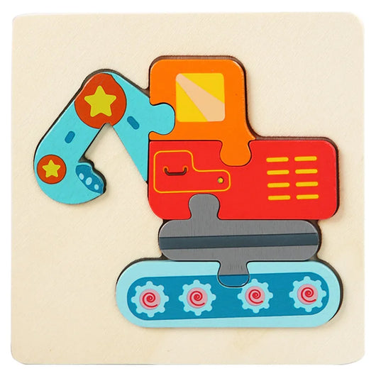 Kids Wooden 3D Animal Puzzle Excavator