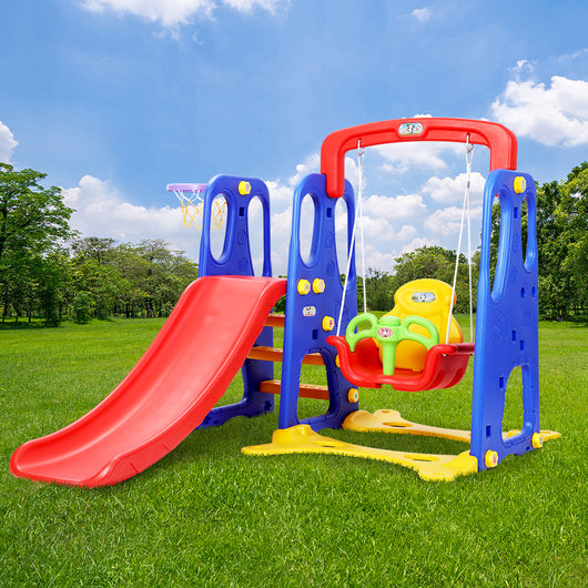 Kids Slide Swing Basketball Hoop Set