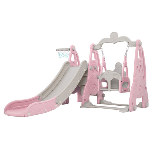 Kids 3 in 1 Slide Swing Set Pink