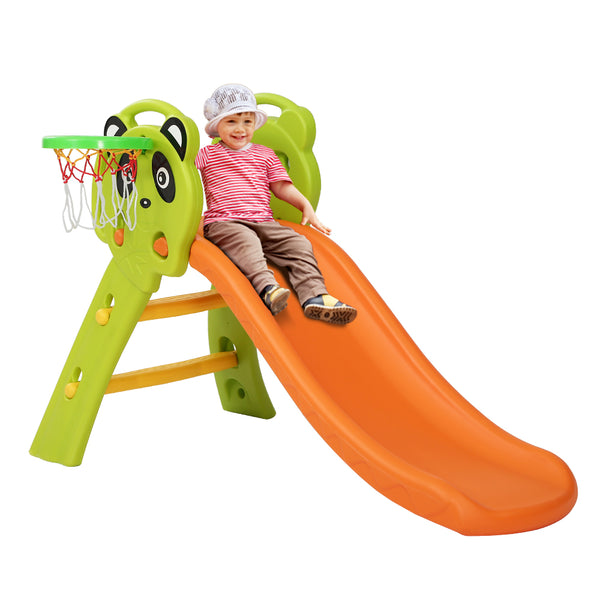 Adventure Slide & Basketball Play Set for Kids Orange