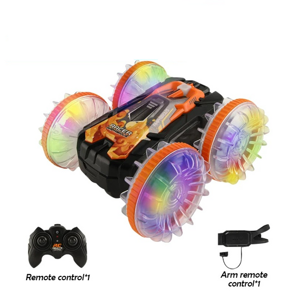 Kids Water Land RC Stunt Car Orange with lights YL92 O With watch