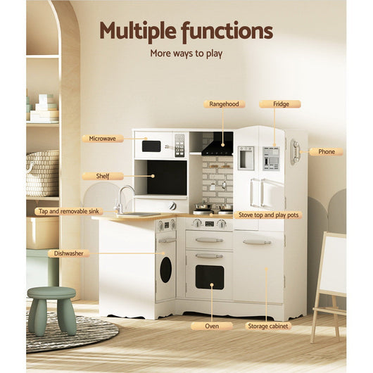 Kids Wooden Kitchen Play Set with Fridge