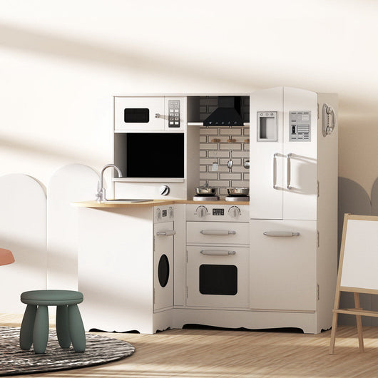 Kids Wooden Kitchen Play Set with Fridge