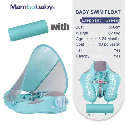 Non Inflatable Swim Float with Canopy Green
