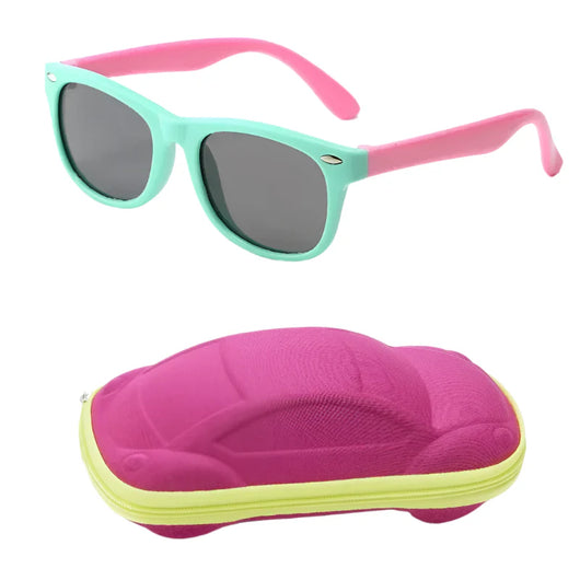 Kids Polarized UV Sunglasses Green Pink