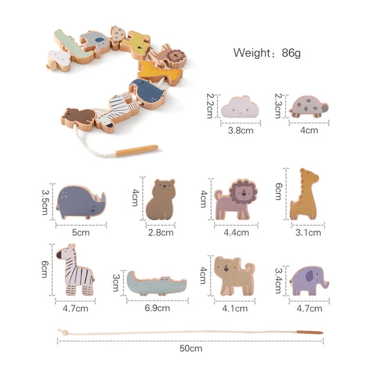 Animal Stringing and Stacking Wooden Toy Set