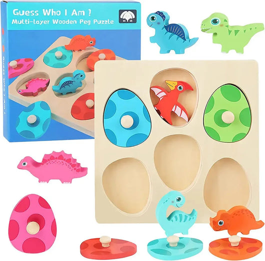 Montessori-Inspired Wooden Dinosaur Puzzle
