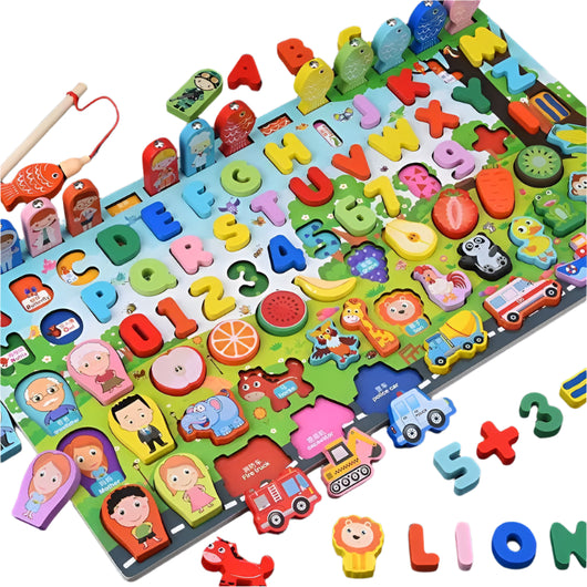 Wooden Educational Puzzle Toy 763 9in1 green