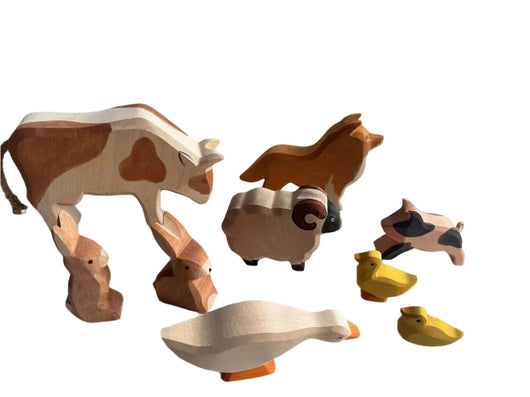 Lime Wood Montessori Rainbow Arch Stacking Toy Set Farm animals set