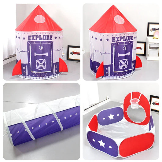 3 in 1 Rocket Play Tent with Tunnel