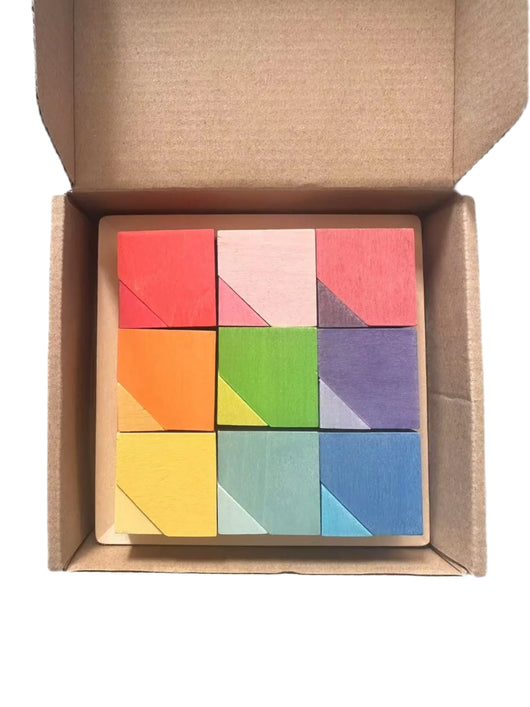 Lime Wood Montessori Rainbow Arch Stacking Toy Set Corner flower
