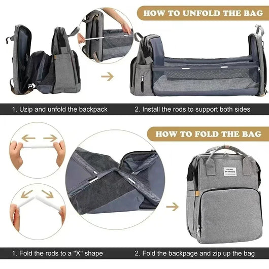 Baby Foldable Bed Diaper Bag with Changing Station