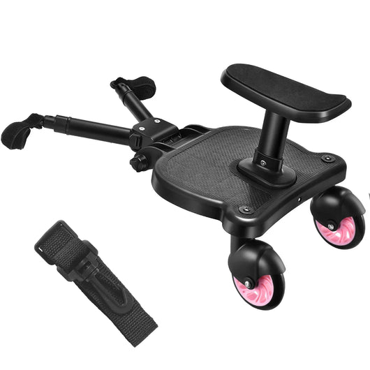 2 in 1 Stroller Ride On Board with Wheels Double Wheel-Pink