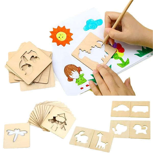 20pcs Montessori Wooden Drawing Stencil Set