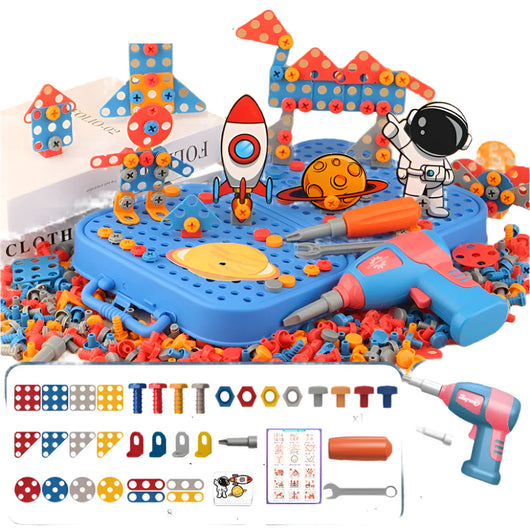 Kids Electric Drill Tool Set Blue 461pcs