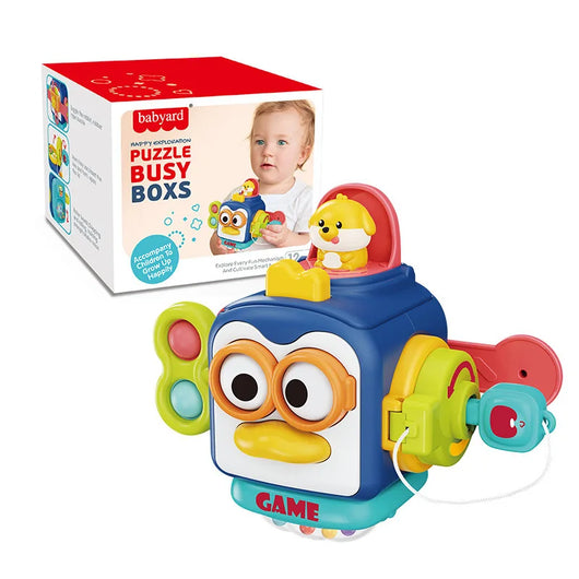 Baby Busy Board Montessori Sensory Toy Penguin Lock Box