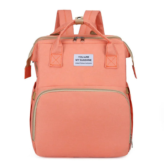 Baby Foldable Bed Diaper Bag with Changing Station Pink