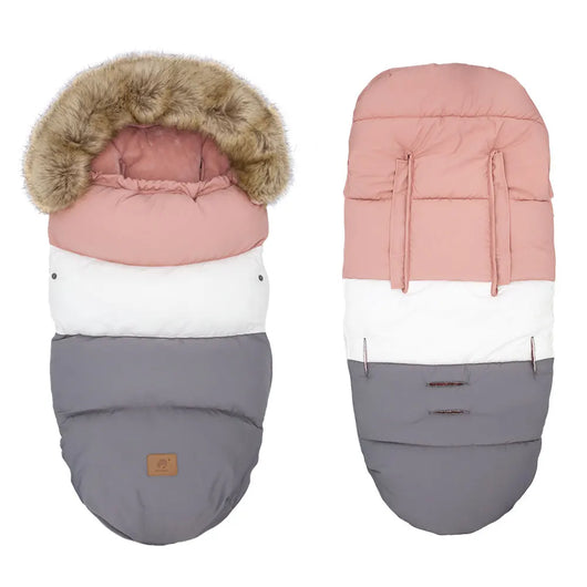 Universal Winter Stroller Footmuff Pink White Grey