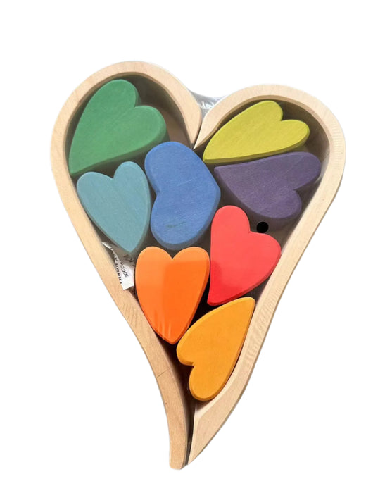 Lime Wood Montessori Rainbow Arch Stacking Toy Set Lime rainbow heart