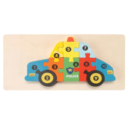 3D Montessori Wooden Puzzle Car