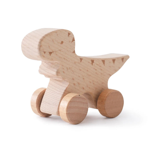 Wooden Dinosaur Car Teether Toy Tyrannosaurus Rex