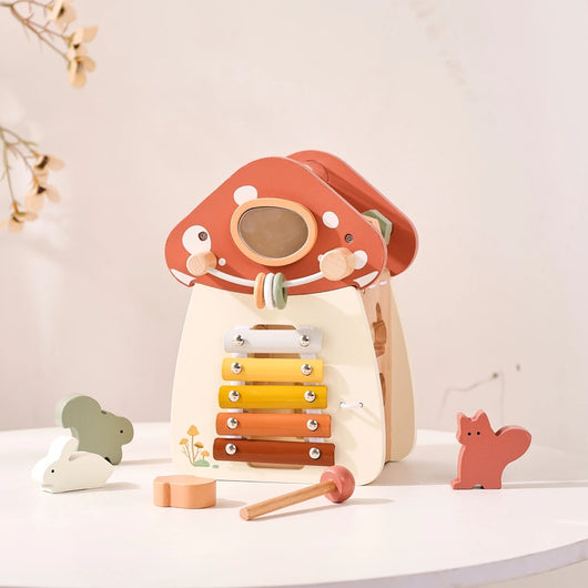 Montessori-Inspired Musical Wooden Busy Box Toy for Babies & Toddlers