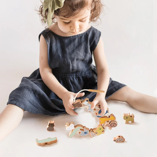 Animal Stringing and Stacking Wooden Toy Set