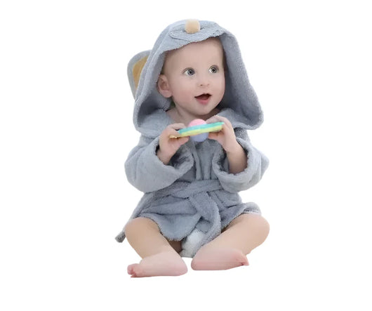 Baby Cotton Bathrobe Mouse Ash Gray